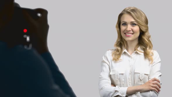 Young Attractive Woman Posing for Cameraman