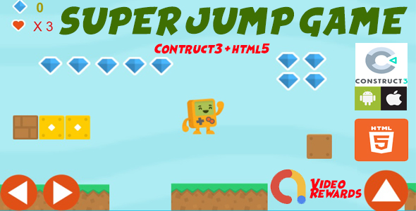 Super Jump Platform Game Construct 3 (capx+html5+Admob)