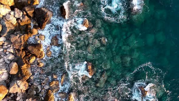 Texture of the sea and wild beach aerial view 4 K