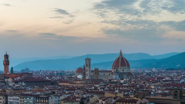 Sunset Time Lapse of Florence Skyline in Italy