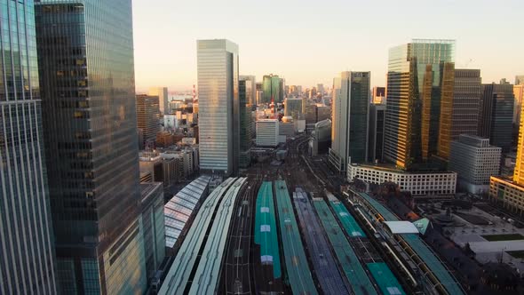 View of Railway Station in Tokyo City in Japan 