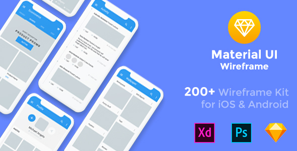 Baseframe - Wireframe UI KIT 200++ Sketch - XD - PSD Template