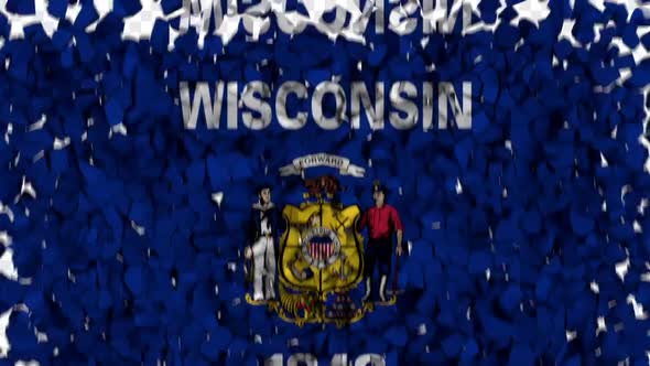 Wisconsin State Flag Breaking Rocks Transition