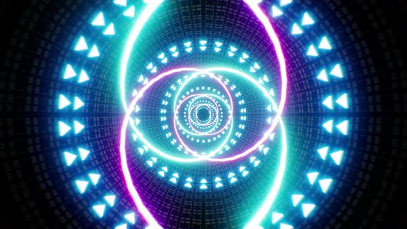 Eye Shape Neon Tunnel 4K Loop