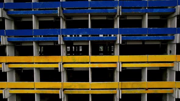 Building in the Colorful Flag of Ukraine Yellow and Blue Colors