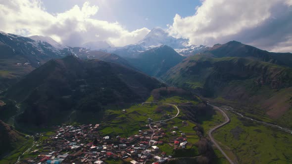 Birdseye View of Stepantsminda Kazbegi Georgia