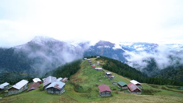 The Pokut Plateau, Mountains and Fog as Time Lapse at. Rize, Turkey