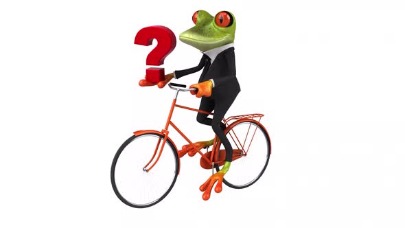 Fun frog on a bicycle - Digital animation