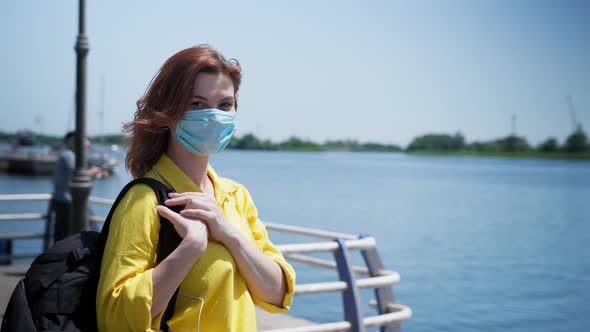 Health Care, Girl Wearing Medical Mask To Protect Against Virus and Infection During Coronavirus