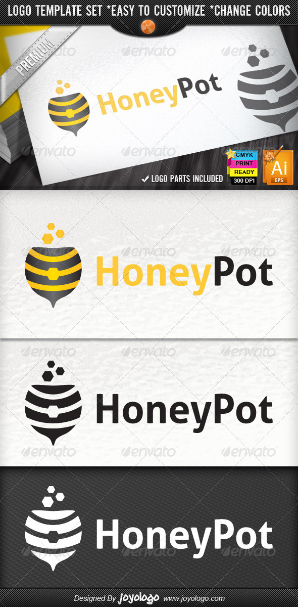 Honeypot Magic Bowl Honey Bee Shop Logo Design