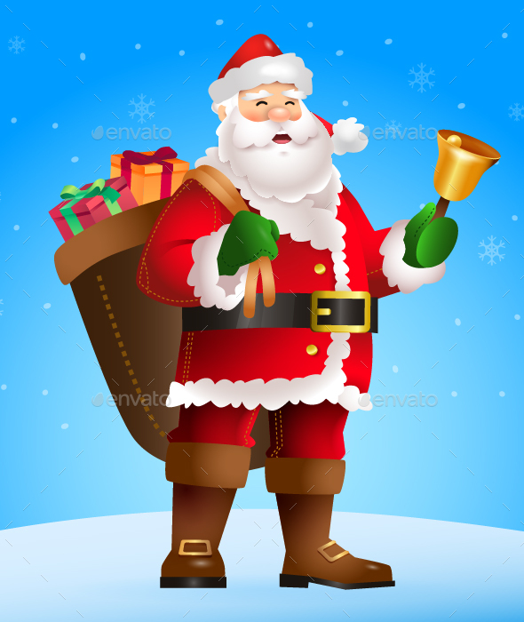 Santa Ringing Golden Bell