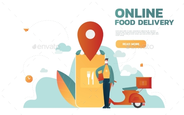 Food Delivery Service. Mobile Application. Young