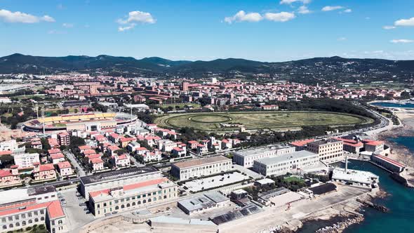 Amazing Aerial View of Livorno Coastline Tuscany