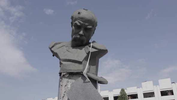 Consequences of the War in Ukraine  Shot Monument to Taras Shevchenko