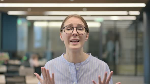 Portrait of Young Woman Feeling Angry Fighting