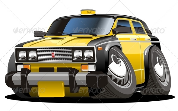 Vector Cartoon Taxi Car