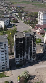 Vertical Video of a Destroyed Building in Borodyanka Ukraine