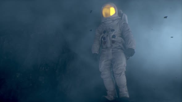 Astronaut Walking on a Foggy Alien Planet alt