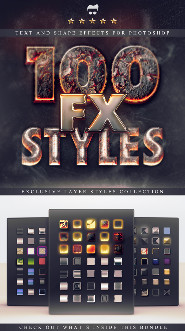 100 Layer Styles Bundle - Text Effects Set