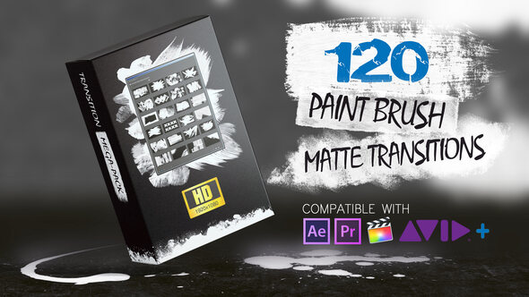120 Paint Brush Matte Transitions - HD Pack
