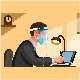 Man Office Worker Wearing Mask and Face Shield - GraphicRiver Item for Sale