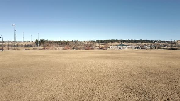 Aerial view of suburban park in Parker, Colorado.