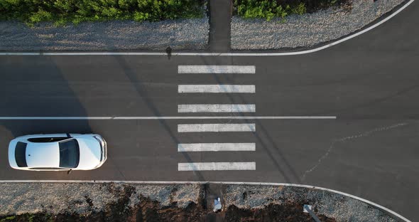 The Driver Gives Way to a Pedestrian