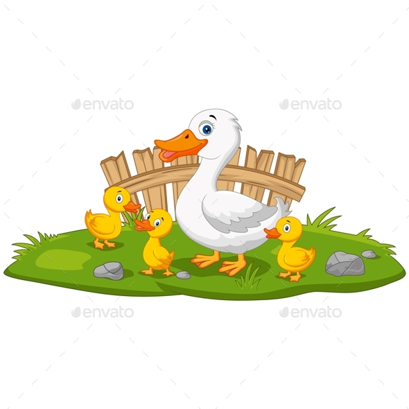 Cartoon Duck And Family