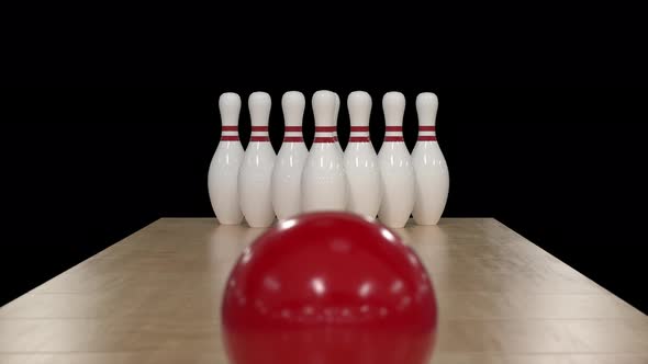 Bowling Strike in Slow Motion on Alpha Channel alt