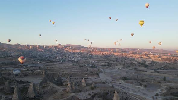 Cappadocia, Turkey : Balloons in the Sky. Aerial View