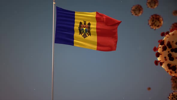 Moldova Flag With Corona Virus Attack 4K