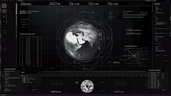 Digital Network Scanning Location On Global Map By Modern Space Satellites alt