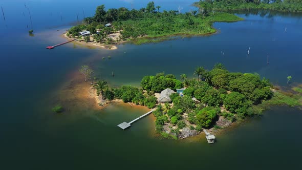 Drone Flies Over A Small Island, Paradise In Brazil