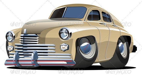 Vector Cartoon Retro Car