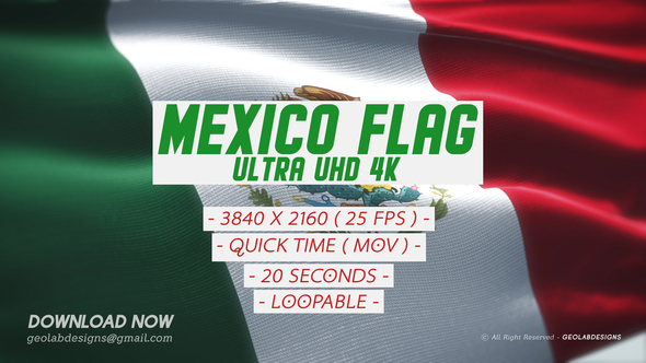 Mexico Flag - Ultra UHD 4K Loopable