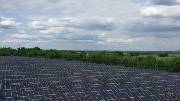 Massive Field with Many Solar Panels Alternative Power Source Electricity