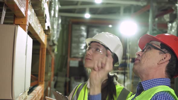 Young Warehouse Workers Working Together