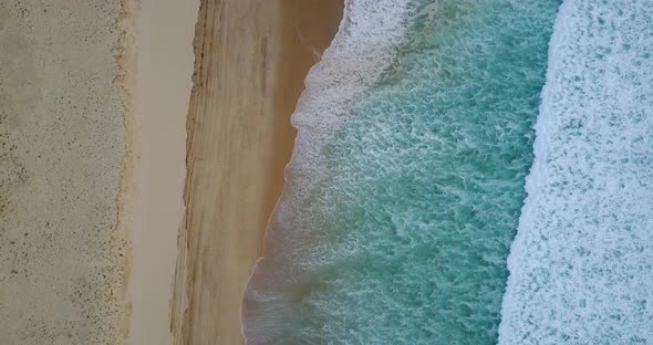 Aerial shot from the coast of Mimizan beach