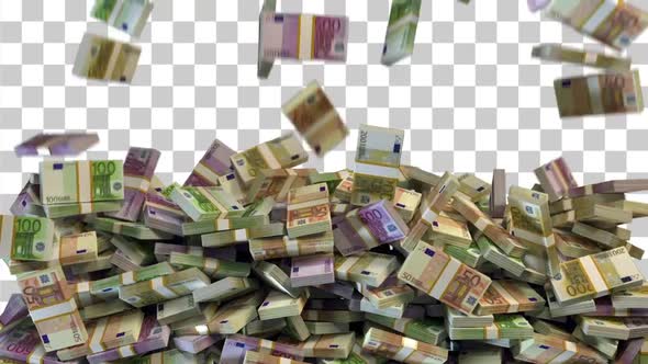 Money Falling / Stacked Euro Bills Falling - 4K