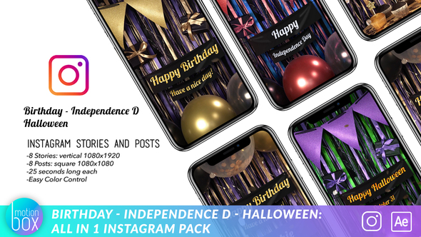 Birthday - Independence Day - Halloween: All in 1 Instagram stories alt