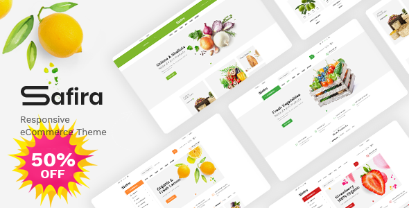 Safira – Food & Organic WooCommerce WordPress Theme Preview