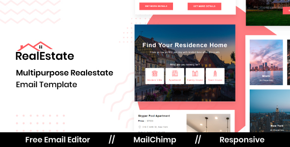 Real Estate - Responsive Email Template For Real Estate Property With Free Email Editor