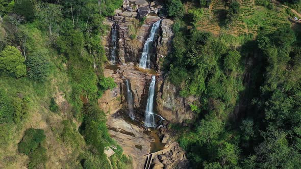 Aerial view of Ravana Water Falls, Ella, Sri Lanka