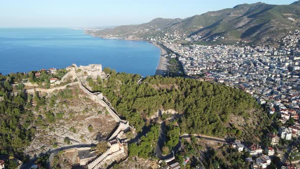 Aerial View Alanya Castle  Alanya Kalesi