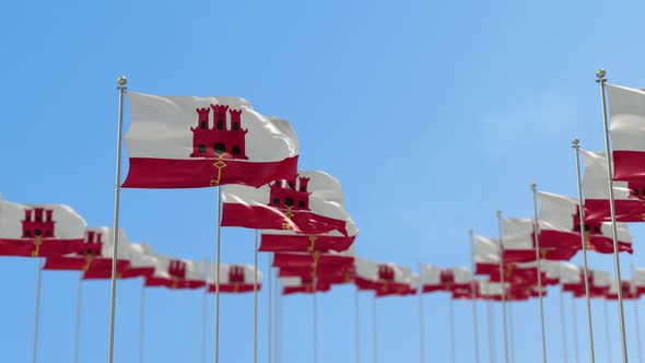 Gibraltar Row Of Flags 3D Animation