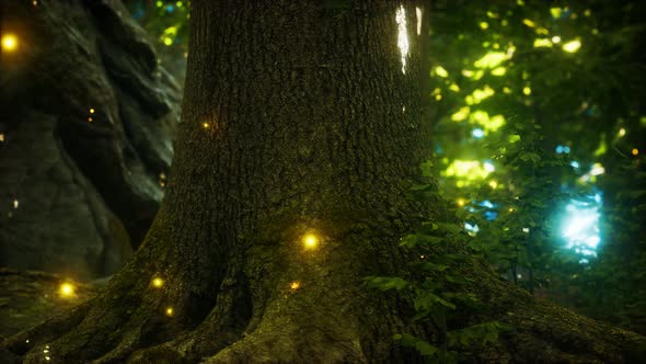 Fantasy Firefly Lights in the Magical Forest