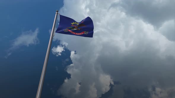 North Dakota State Flag Waving 4K