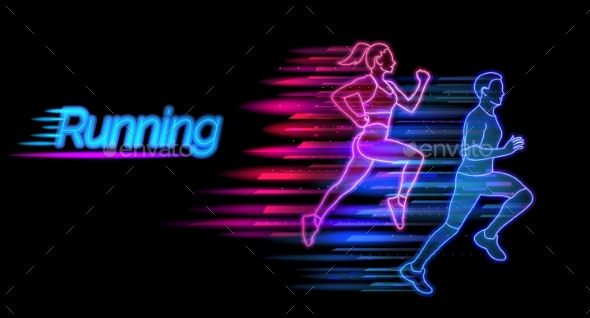 Running Neon Light Landing Page Template