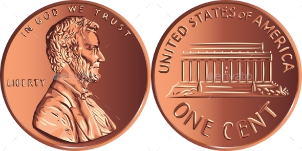 Vector American Money One Cent Penny