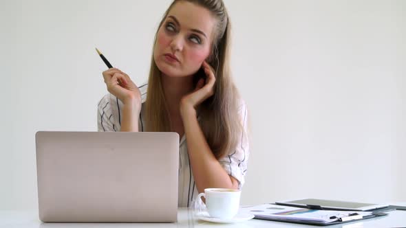 Blonde Business Woman Working at Modern Office